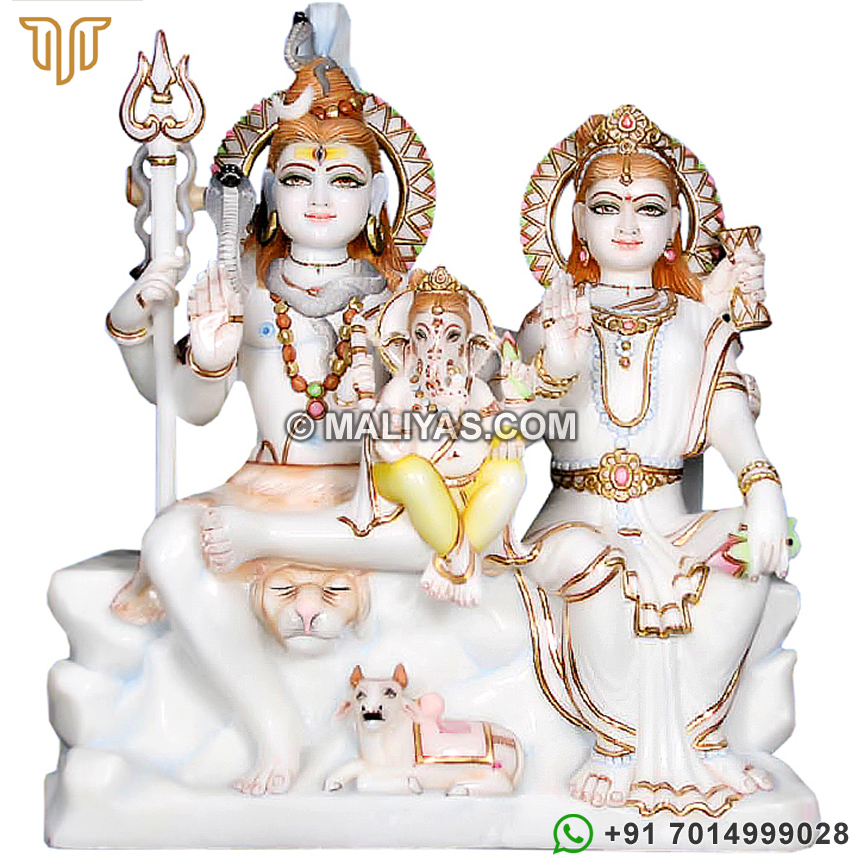 Marble shiva family Statue for temple