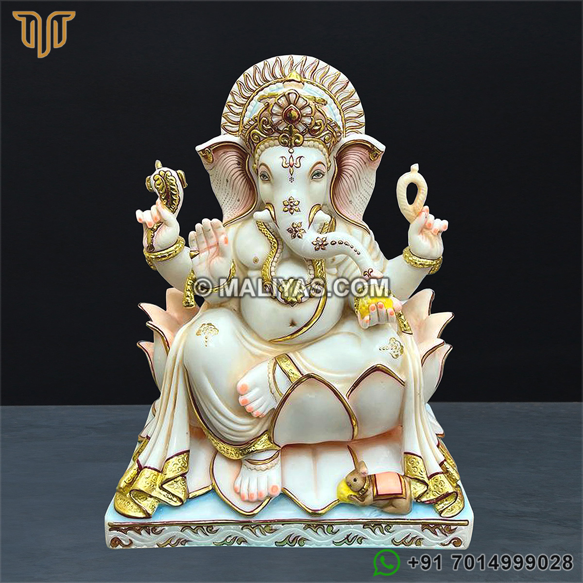 Cultured Marble Dust Lord Ganesha Idol