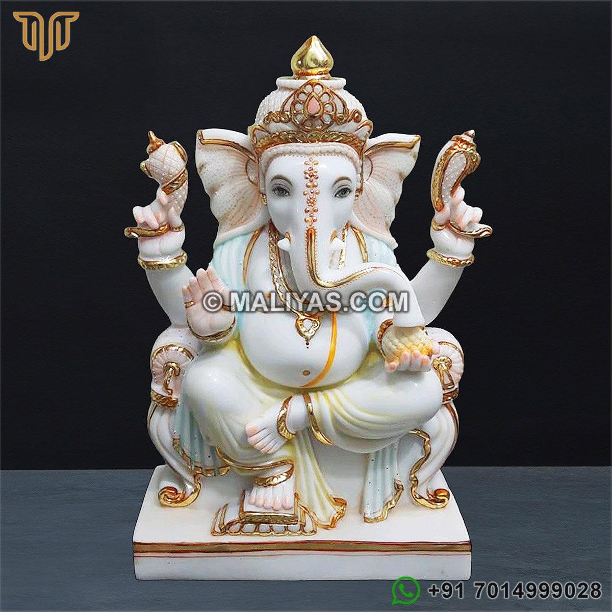 Cultured Marble Dust Lord Ganesha Statue