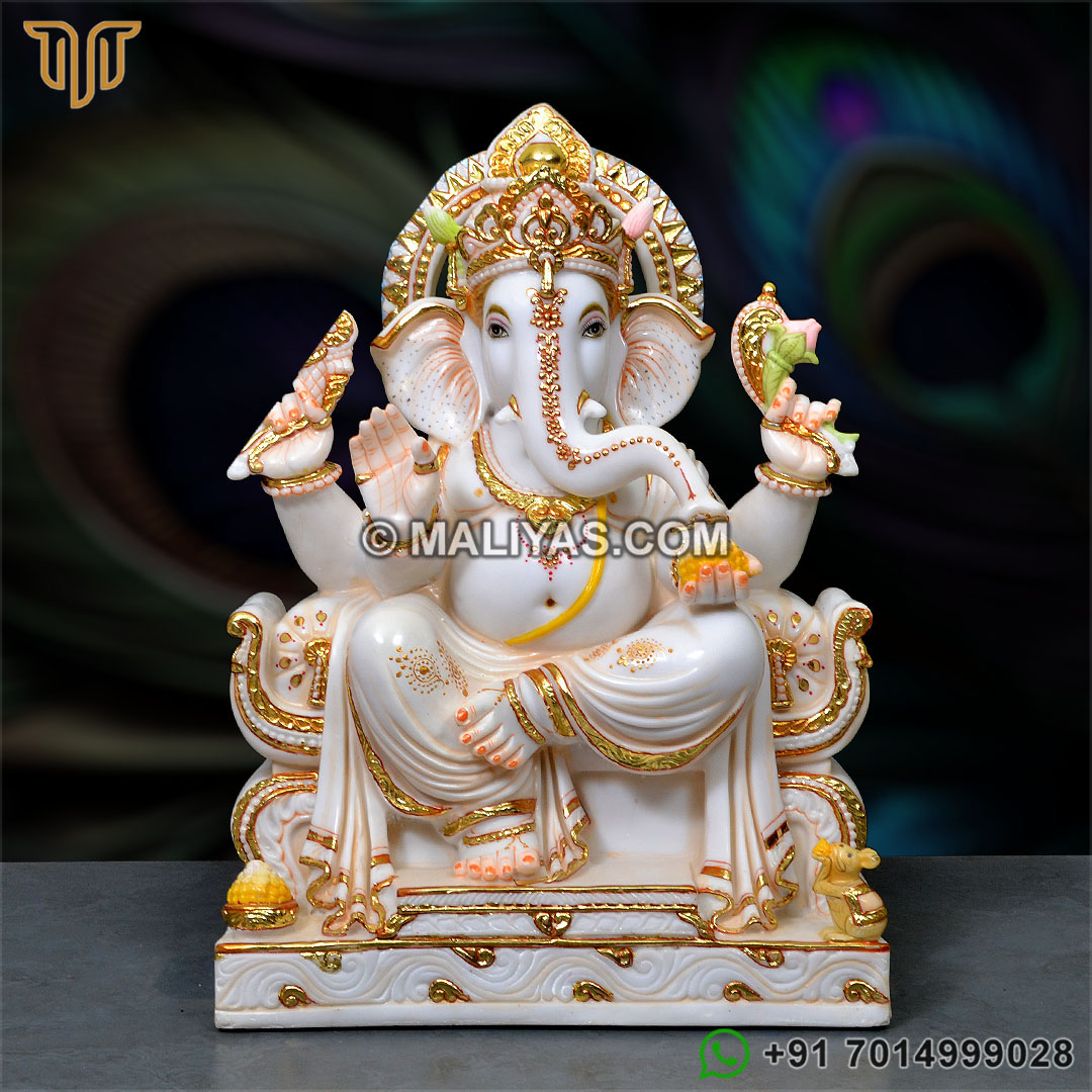 Fiber Marble Ganesha Murti