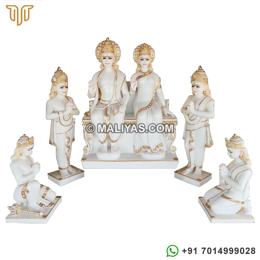 A Beautiful Family of Lord Rama from White Marble