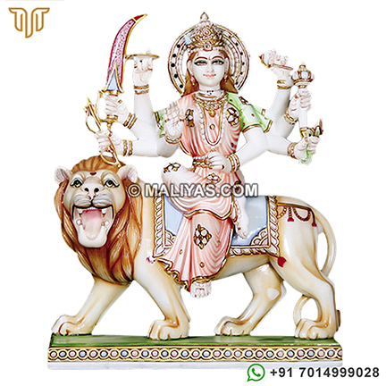 Beautiful Goddess Durga from White Marble