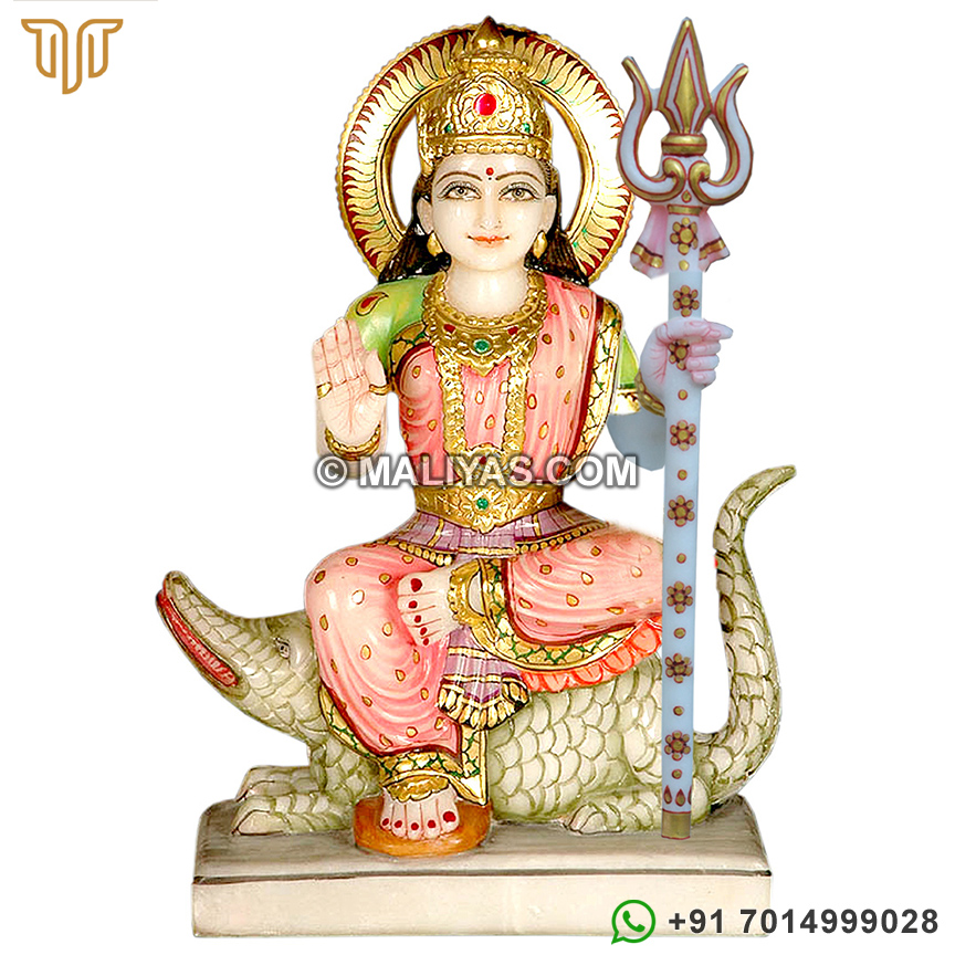 Beautiful Khodiyar Maa Statue Seated on crocodile