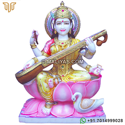 Beautiful Saraswati statue carved from marble