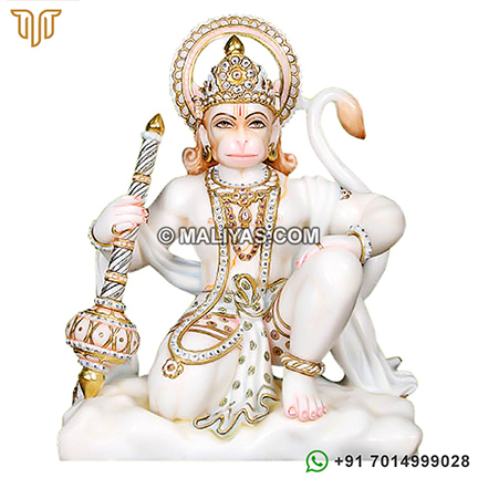 Beautiful carved hanuman statue with painting