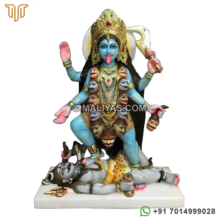 Beautifully Carved Marble Goddess Kali Statue
