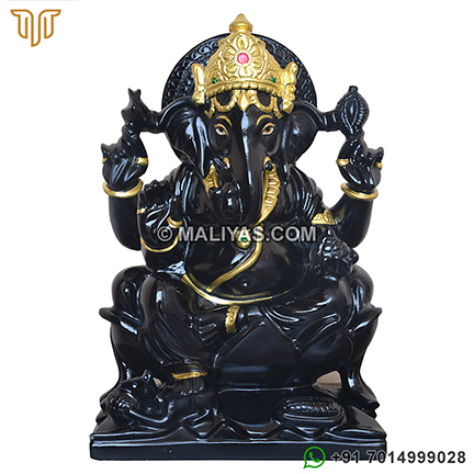 Black marble Stone Ganesha murti