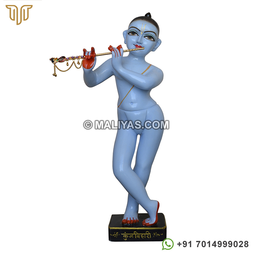 Blue wash Krishna Statue From Temple 