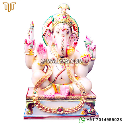 Carved Ganesha Statue from makrana Marble