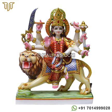 Colourful maa durga marble statue online