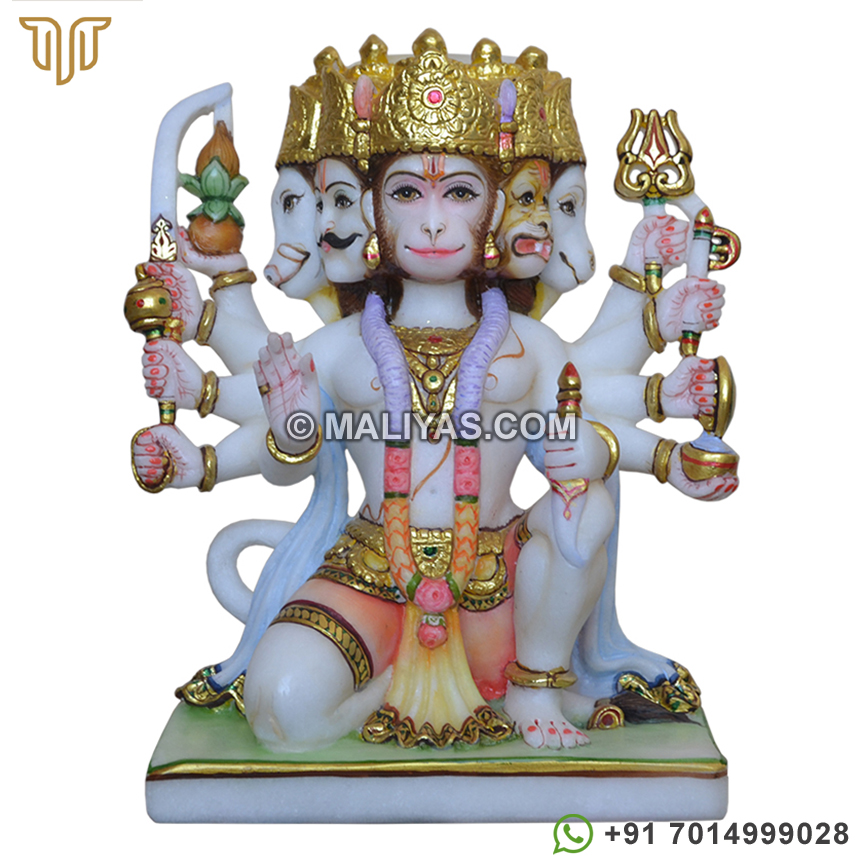 Exclusively Designed Marble Panchmukhi Hanuman Statue