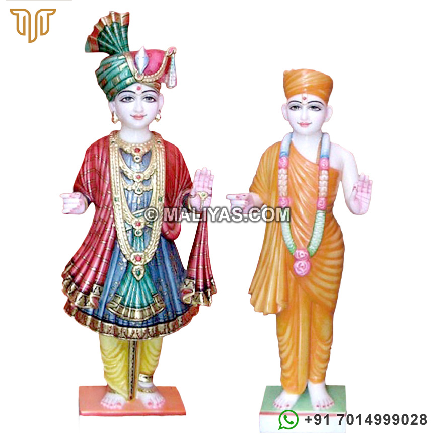 Exclusively Designed Marble Swaminarayan and Gunatitanand Swami Statue