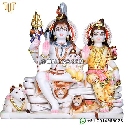 Exclusively Designed Shiva Parvati Family in Marble