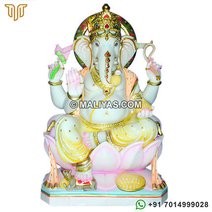 Ganesh Idols carved in white marble stone