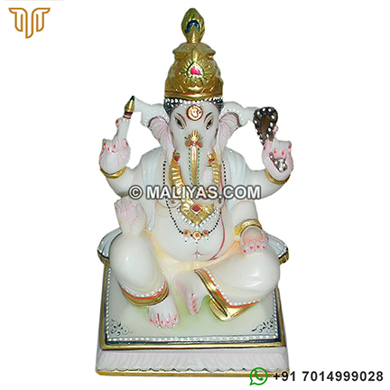 Ganesh Statue carved out from White Marble