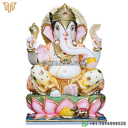 Ganesh Statue from Marble with painting