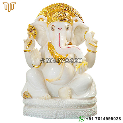 Ganesh Statue from White Marble stone