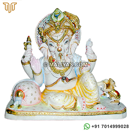 Ganesh Statue in white makrana marble
