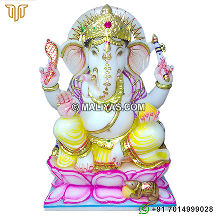Ganesh Statue with gold painting work