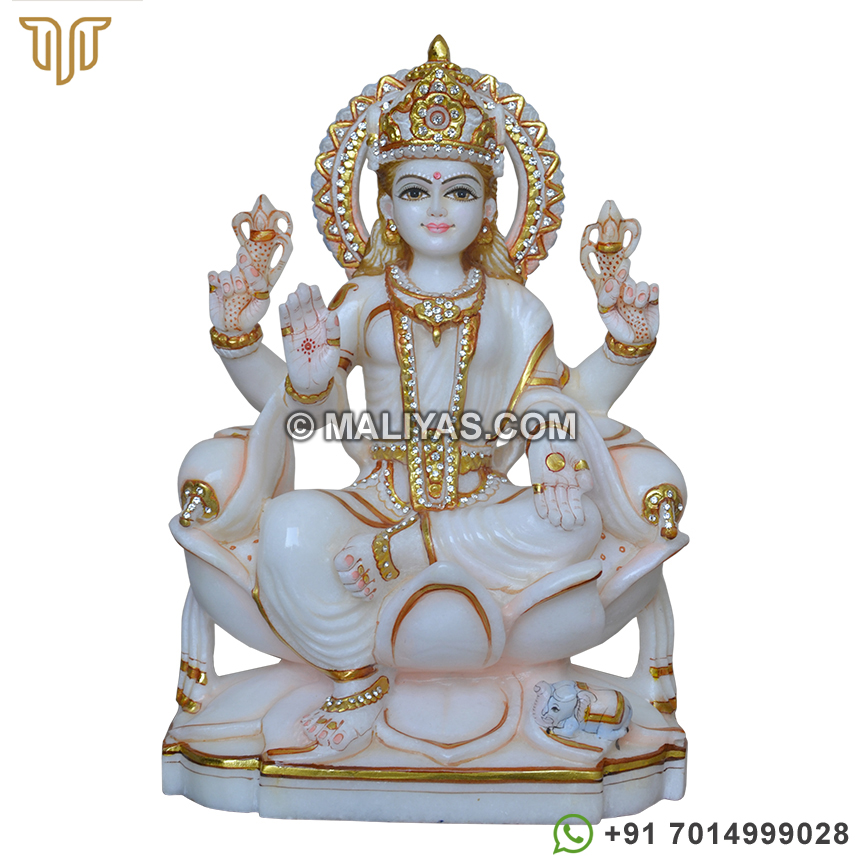 Golden work Beautiful Goddess Laxmiji from Marble