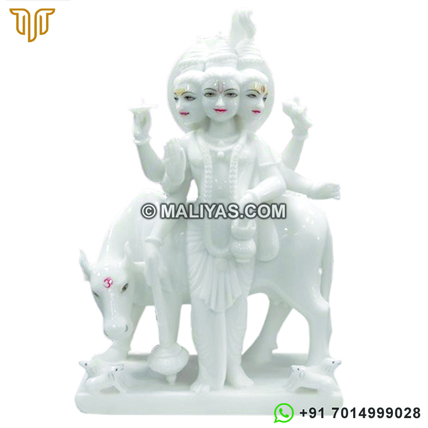 Hand carved marble Dattatreya Statue for temple