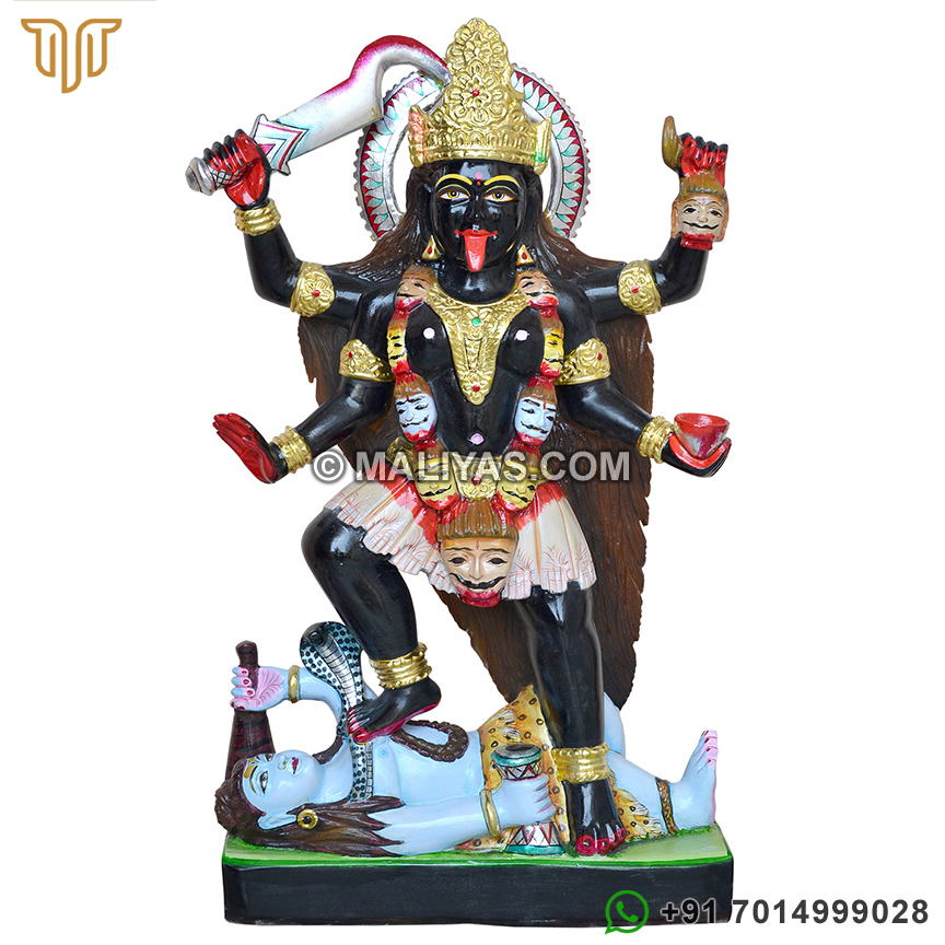 Hand carved marble kali Maa Statue for temple