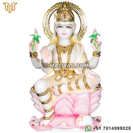 Hand carved marble laxmi Statue for temple