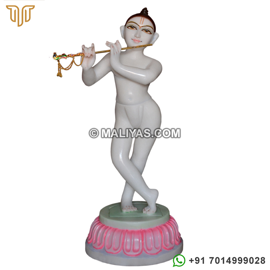 Handmade Iskcon Krishna Statue with Flute