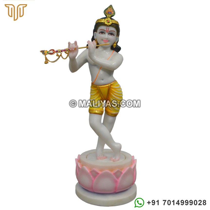 Isckon Krishna Statue On Lotus Stand