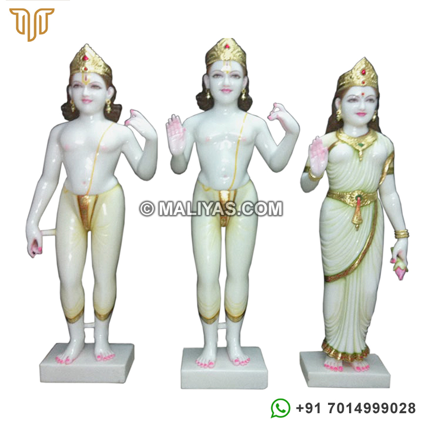 Iskcon White Marble Ram Laxman Sita statue