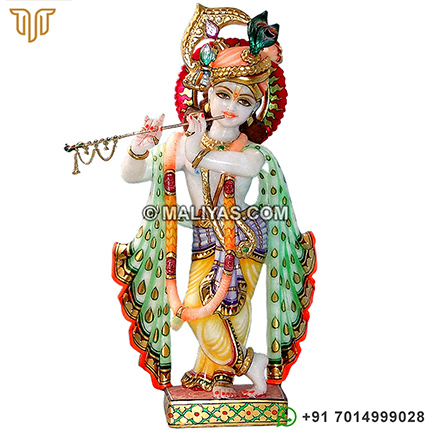 Krishna Statue carved out from White Marble
