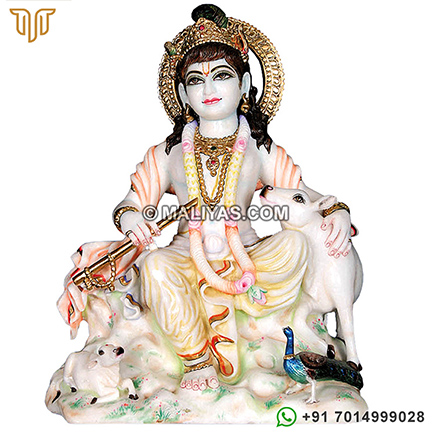Krishna Statue from White makrana Marble
