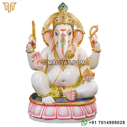 Lord Ganesh Statue from White Marble