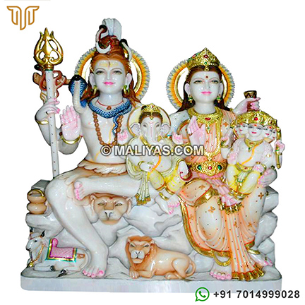 Lord Shankar Parvati Marble Statue