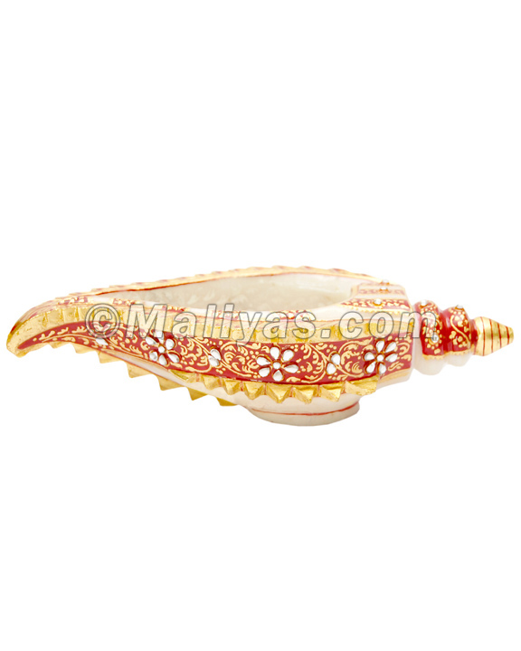 Decorative marble pooja conch with painting