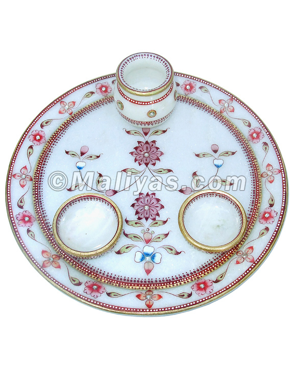 Pooja aarti thali from Spotless White Marble