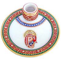 Marble Plate with kalash