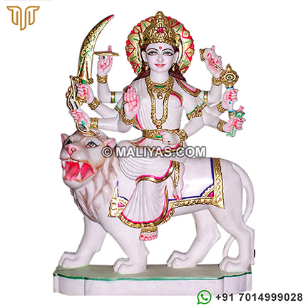 Maa Durga on Lion from Makrana Marble