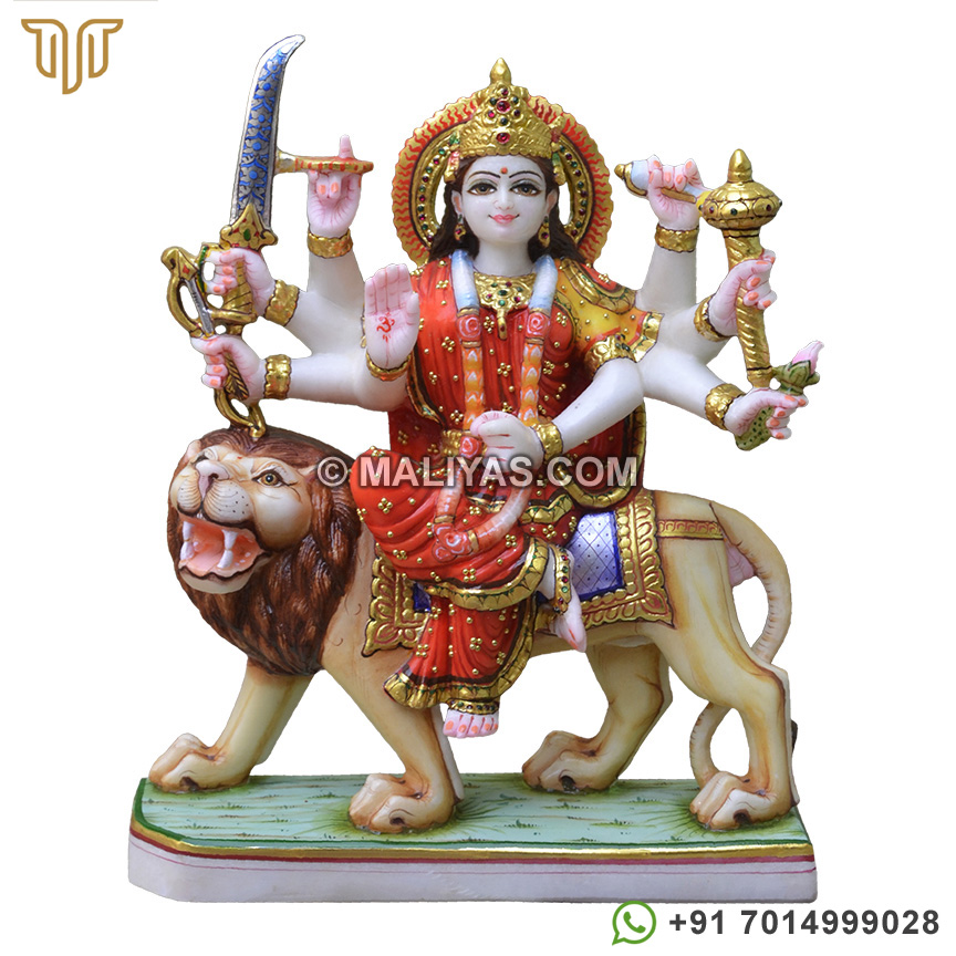Marble Ambe Maa Statue for Worship