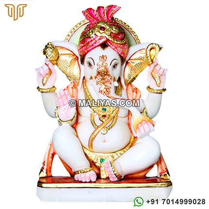 Marble Ganesh Statue with unique artistic work