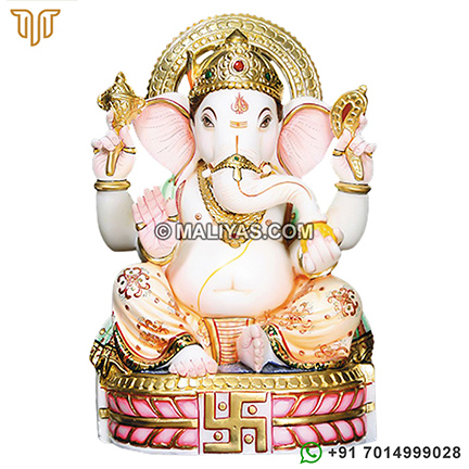 Marble Ganesha Murti from White Marble stone