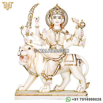 Marble Goddess Durga Statue from Marble