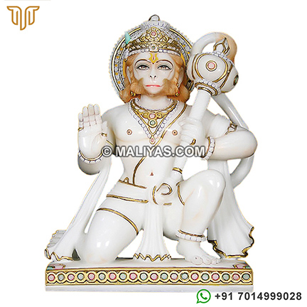 Marble Hanumanji statue in seated posture