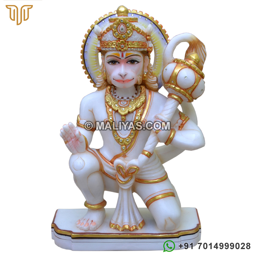 Marble Hanumanji statue in seated posture
