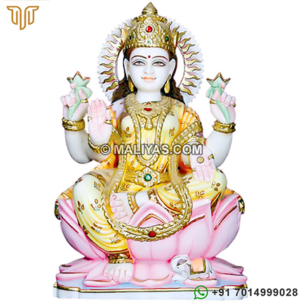Marble Lakshmi Statue Carved out in Marble