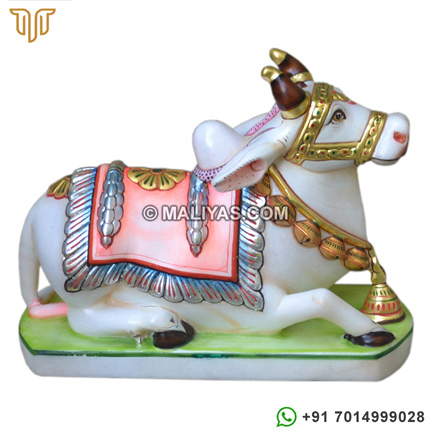 Marble Nandi Statue with painting