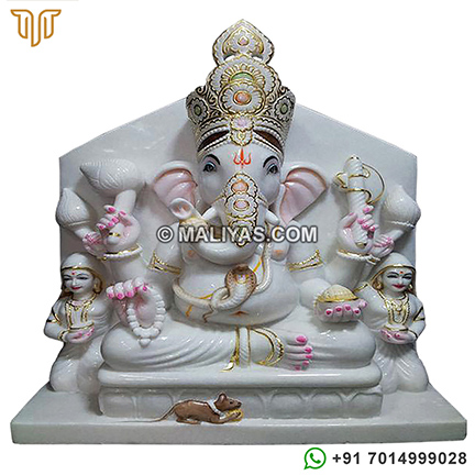 Marble Ridhi Sidhi Ganesh Statue