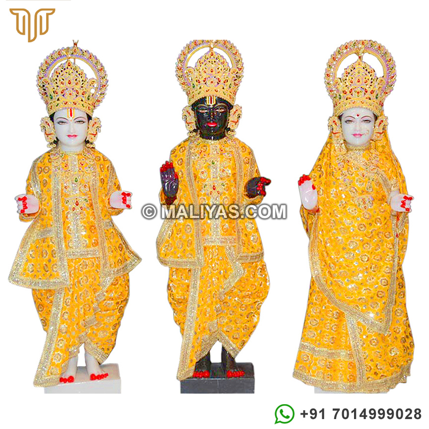 Marble Iskcon Statues of Lord Ram Sita Laxman