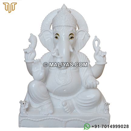 Marble ganesh statue right side trunk