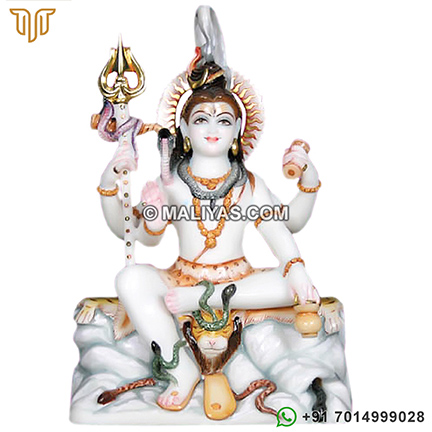 Marble lord shankar statue with painting